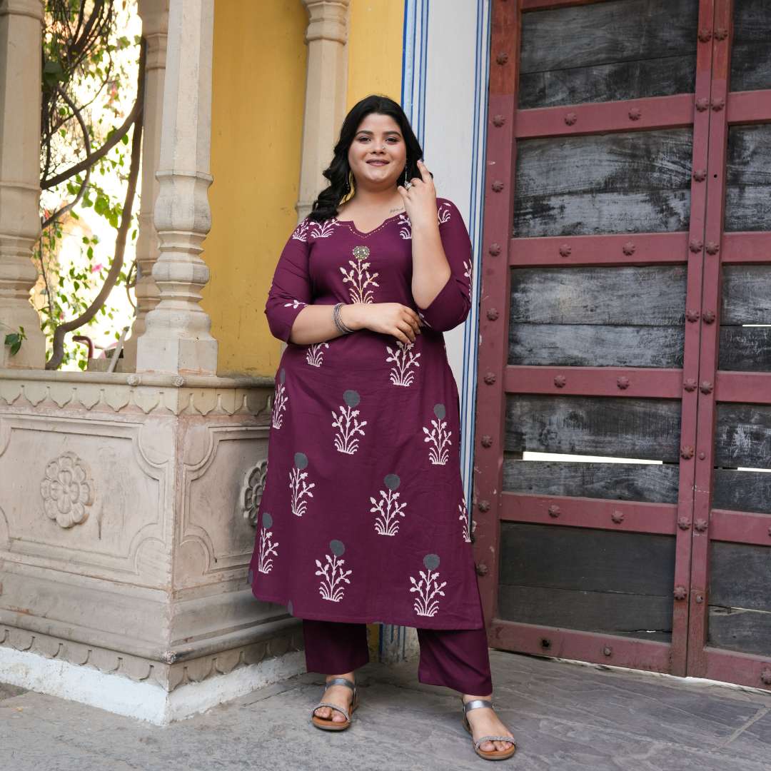 Frosty Vineyard Hand Embroidered Cotton Kurta