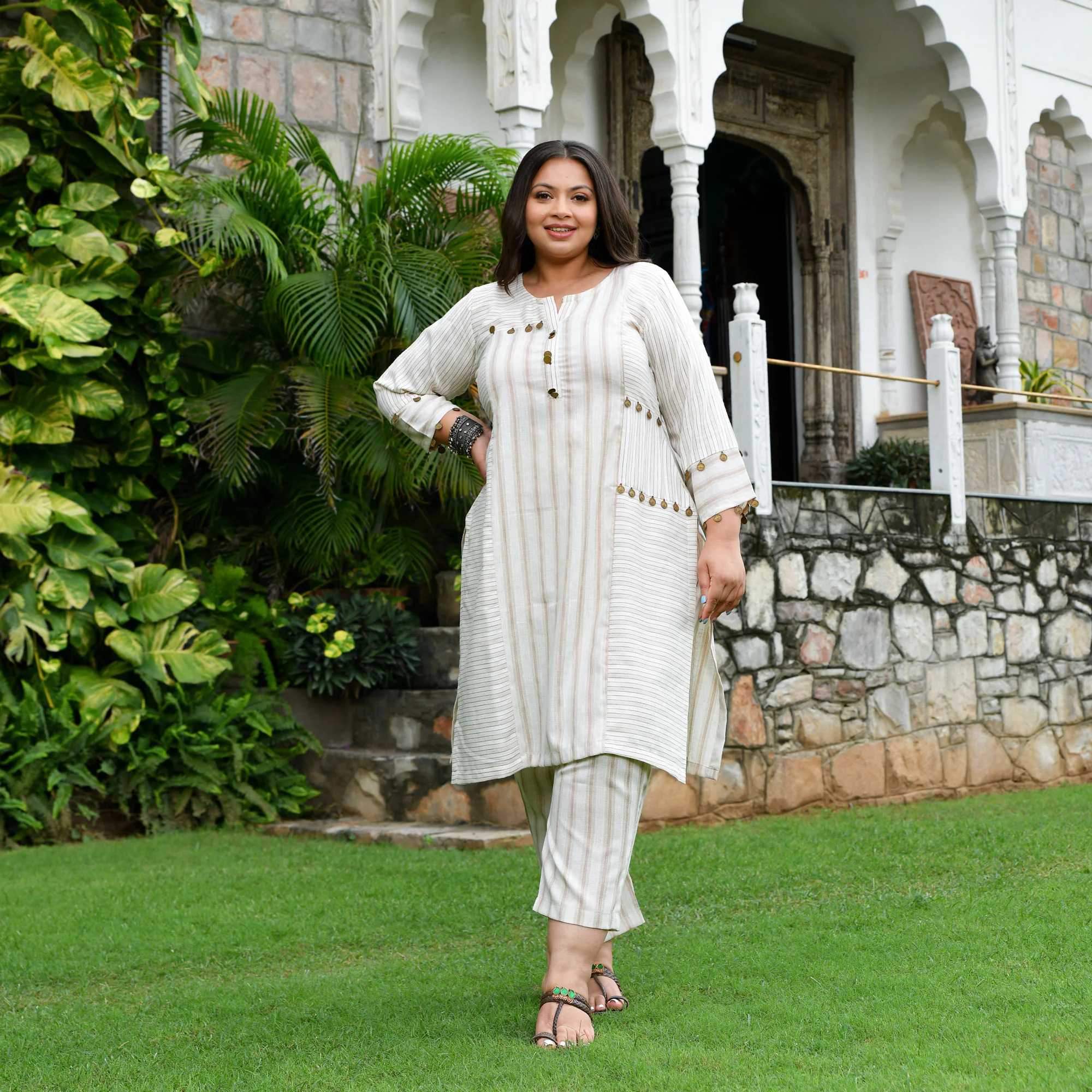 Beige & Bold Striped Co-ord Set